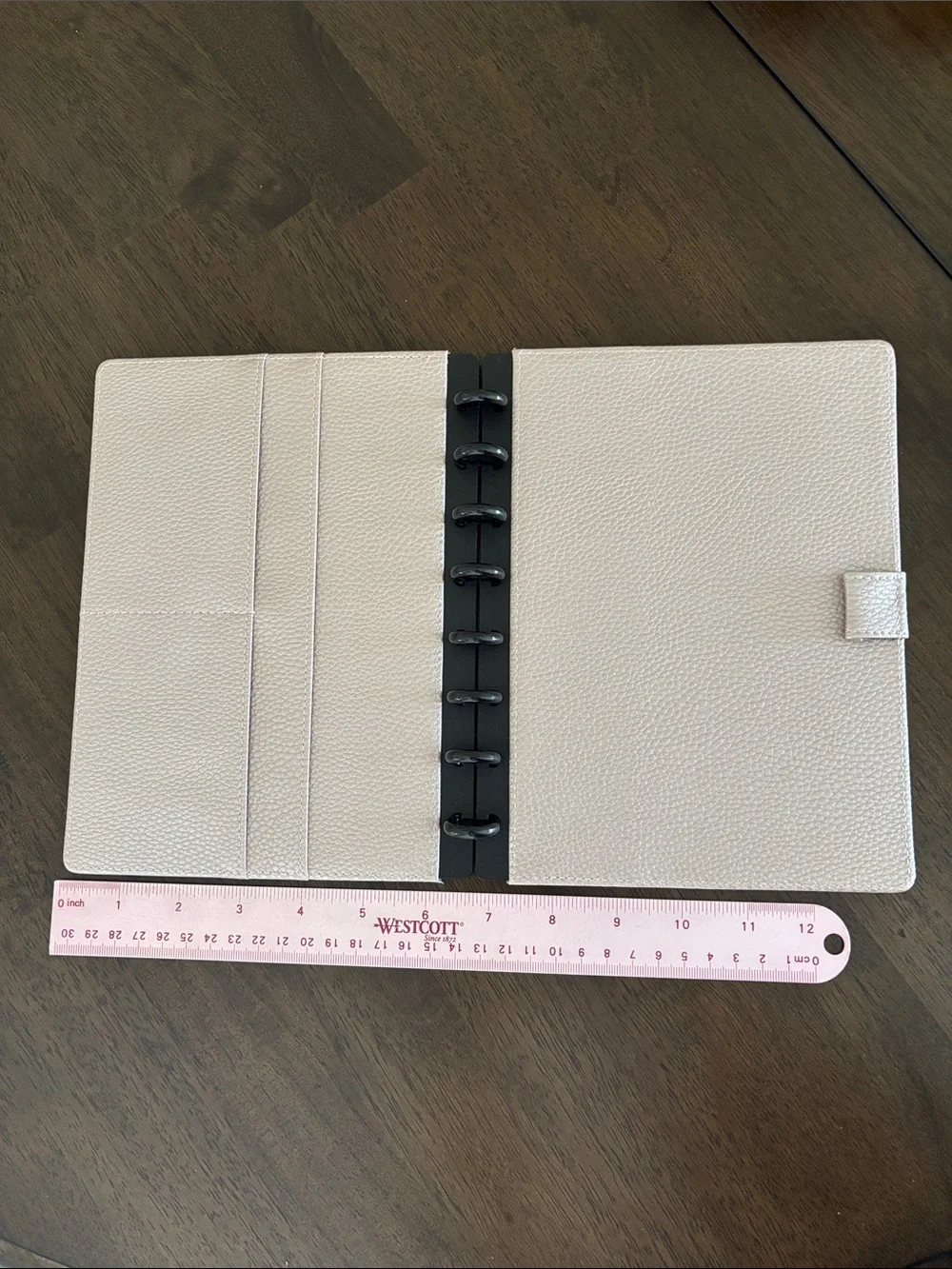 TUL Half Letter / Junior Size Disc Planner Cover Pebbled Light Rose Gold Leather